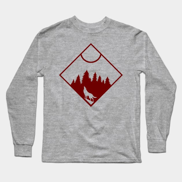 Wolf Diamond MAROON Long Sleeve T-Shirt by ArtbyCorey